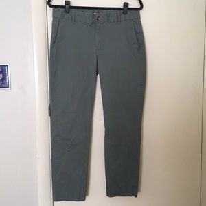 Sage green J Crew chinos.